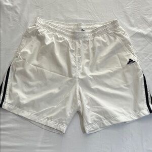 Adidas White Climalite Shorts with Black stripes